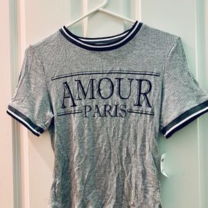 Ribbed grey Paris t-shirt
